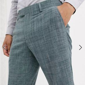 ASOS DESIGN wedding skinny suit pants in pine green crosshatch 38 x 32